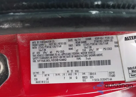 2014 Ford E-350 Super Duty Commercial from USA, damaged, VIN 1FTSE3EL1EDB12482